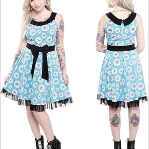 Sourpuss Blue Eyeball Dress with Black Accents Size XL
